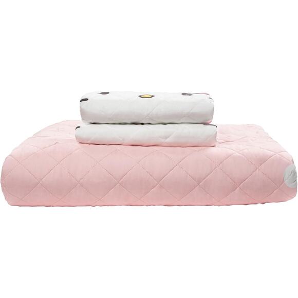 NEW Jay Franco Hello Kitty Pink Stripes & Hearts Twin Size Quilt & Sham Set - Picture 7 of 9